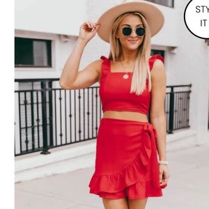 Pink Lily: MEANT TO BE TWO PIECE RED SET